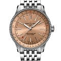 Breitling Breitling Navitimer Automatic 35 A17395201K1A1  A17395201K1A1 механические женские часы  коричневый циферблат, браслет нержавеющая сталь — вид спереди