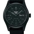 Seiko Seiko 5 Sports The Stealth SRPJ11K1  SRPJ11K1 механические мужские часы  черный циферблат, браслет тканевый — вид спереди