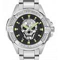 Philipp Plein Philipp Plein The Skull PWAAA2725  PWAAA2725 кварцевые мужские часы  черный циферблат, браслет нержавеющая сталь — вид спереди
