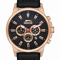 Slazenger Slazenger SL.09.2105.2.03  SL.09.2105.2.03 кварцевые мужские часы  черный циферблат, браслет кожа + текстиль — вид спереди