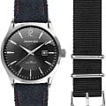 George Kini George Kini GK.11.S.2S.3.4.0  GK.11.S.2S.3.4.0 кварцевые мужские часы  черный циферблат, браслет кожа + текстиль — вид спереди