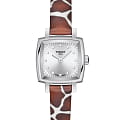 Tissot Tissot Lovely Square T058.109.17.036.00 Lovely T0581091703600 кварцевые женские часы  серебристый циферблат, браслет кожаный — вид спереди