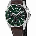 Jacques Lemans Jacques Lemans Sport 1-2091C  1-2091C кварцевые мужские часы  зеленый циферблат, браслет кожаный — вид спереди
