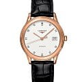 Longines Longines Flagship L4.774.8.27.2  L47748272 механические мужские часы  белый циферблат, браслет кожаный — вид спереди