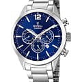 Festina Festina Timeless Chrono F20343/7  F20343/7 кварцевые мужские часы  синий циферблат, браслет нержавеющая сталь — вид спереди