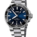 Oris Oris Aquis 01 733 7730 4135-07 8 24 05PEB  01 733 7730 4135-07 8 24 05PEB механические мужские часы  синий циферблат, браслет нержавеющая сталь — вид спереди