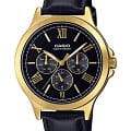 Casio Casio MTP-V300GL-1A  MTP-V300GL-1A кварцевые мужские часы  черный циферблат, браслет кожаный — вид спереди