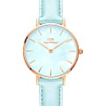 Daniel Wellington Daniel Wellington Petite Sheffield DW00100635  DW00100635 кварцевые женские часы  голубой циферблат, браслет кожаный — вид спереди