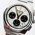 Серебристый Tissot Tissot PRX Automatic Chronograph T137.427.11.011.00 на белом фоне — вид анфас