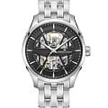 Hamilton Hamilton Jazzmaster Skeleton Auto H42535180  H42535180 механические мужские часы  черный циферблат, браслет нержавеющая сталь — вид спереди