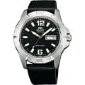 Orient Orient EM7L006B (FEM7L006B)  FEM7L006B механические мужские часы  черный циферблат, браслет кожа + текстиль — вид спереди