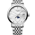 Longines Longines Elegant Collection Moonphase L4.330.4.87.6  L43304876 кварцевые женские часы  белый циферблат, браслет нержавеющая сталь — вид спереди