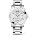 Longines Longines Conquest L3.376.4.76.6  L33764766 кварцевые женские часы  серебристый циферблат, браслет нержавеющая сталь — вид спереди