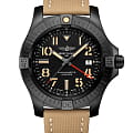 Breitling Breitling Avenger Automatic GMT 45 Night Mission V32395101B1X2  V32395101B1X2 механические мужские часы черный циферблат, браслет кожаный — вид спереди