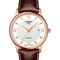 Tissot Tissot Rose Dream 18K Gold T914.407.76.018.00  T9144077601800 механические мужские часы  белый циферблат, браслет кожаный — вид спереди