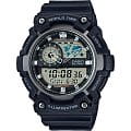 Casio Casio Illuminator AEQ-200W-1A  AEQ-200W-1A кварцевые мужские часы  черный циферблат, браслет пластик — вид спереди