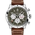 Breitling Breitling Super Avi B04 Chronograph GMT 46 Curtiss Warhawk AB04452A1L1X1  AB04452A1L1X1 механические мужские часы  зеленый циферблат, браслет кожаный — вид спереди