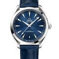 Omega Omega Seamaster Aqua Terra 220.13.41.21.03.003 Aqua Terra 22013412103003 механические мужские часы  серебристый циферблат, браслет кожаный — вид спереди